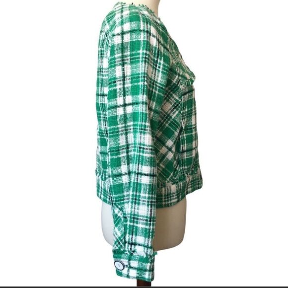 CAbi 5653 Green Library Plaid Tweed Jacket M - Picture 7 of 12